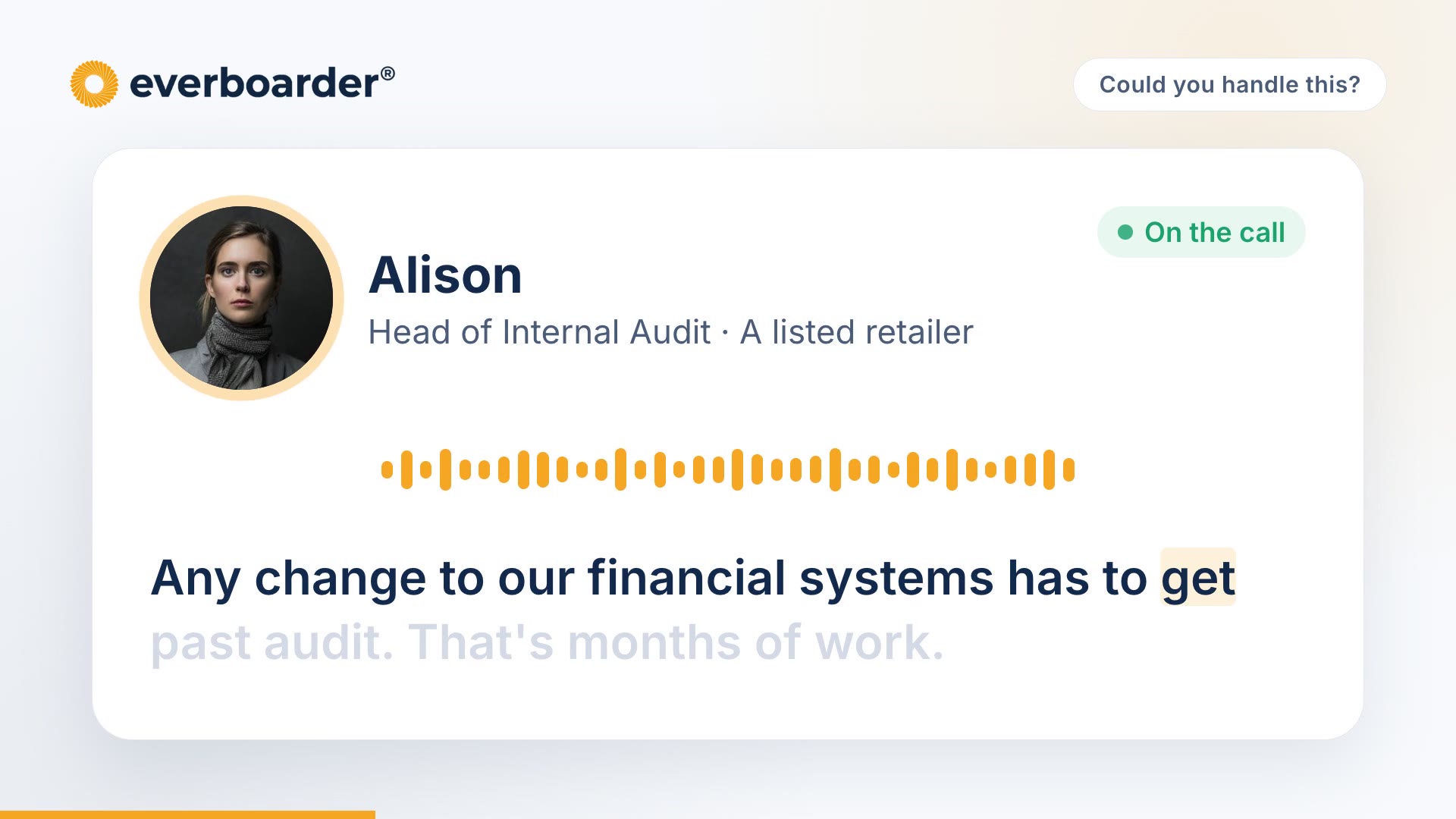 Video: Audit will never sign off a change